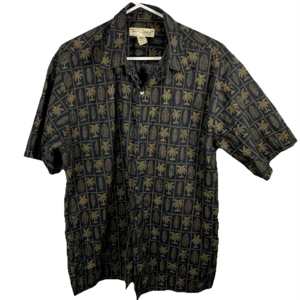 Vintage Tori Richard Hawaiian Shirt Palm Tree‎ Short Sleeve Cotton Men Sz M